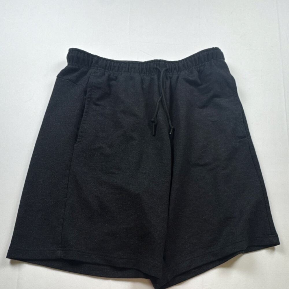 Eddie Bauer Men's Black Sweat Shorts Drawstring Pockets Flat Front Size L